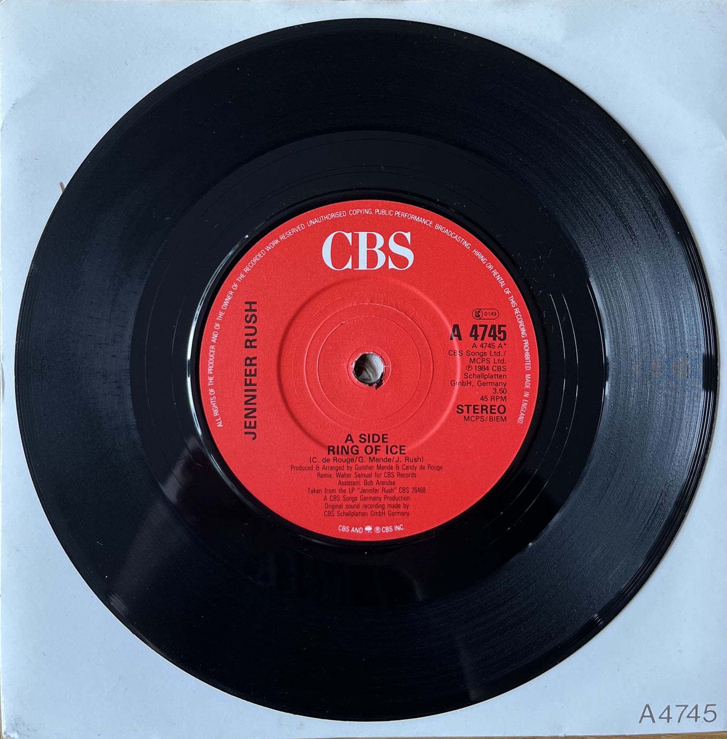 Ring Of Ice - Jennifer Rush (Used 7")