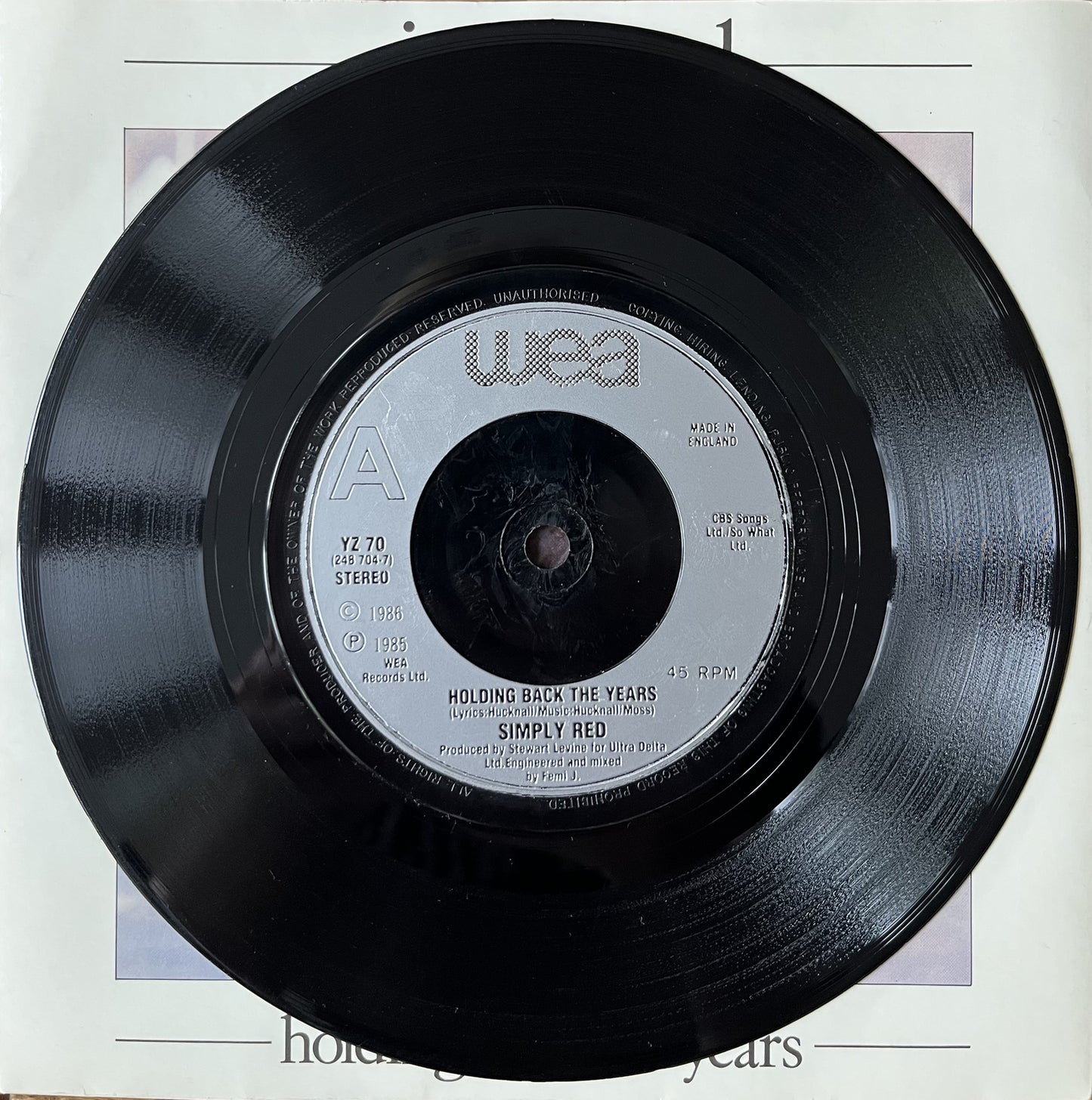 Holding Back The Years - Simply Red (Used 7")