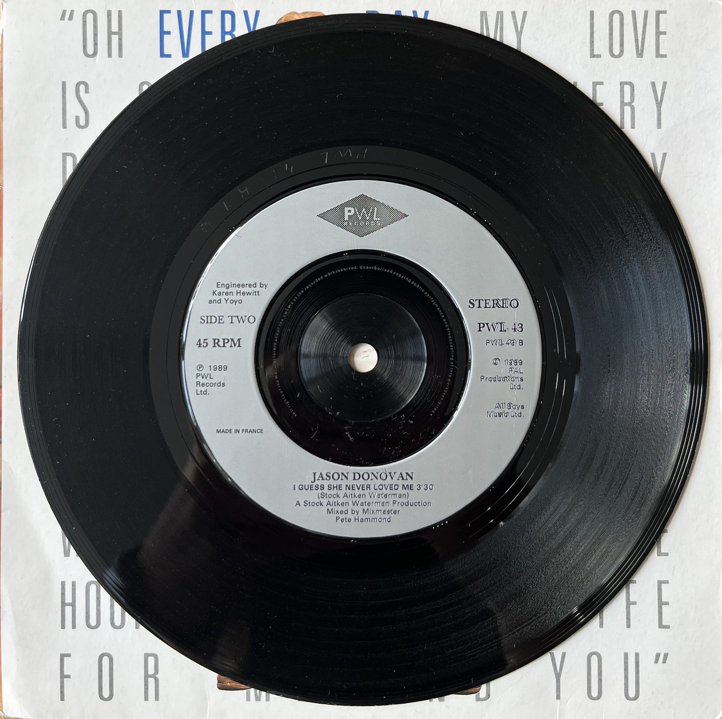 Every Day I Love You More - Jason Donovan (Used 7")
