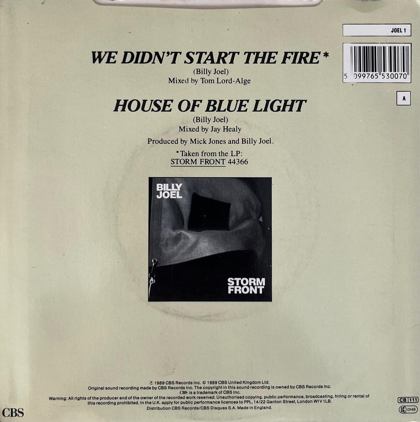 We Didn't Start The Fire - Billy Joel 7"