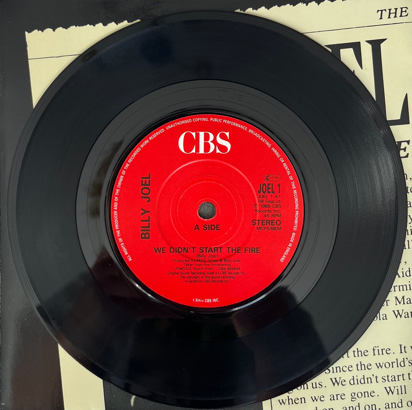 We Didn't Start The Fire - Billy Joel 7"