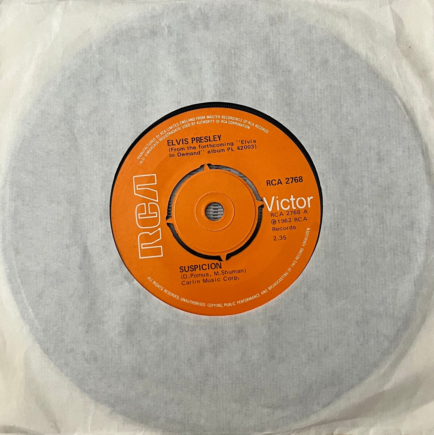 Suspicion / It's A Long Lonely Highway - Elvis Presley 7"
