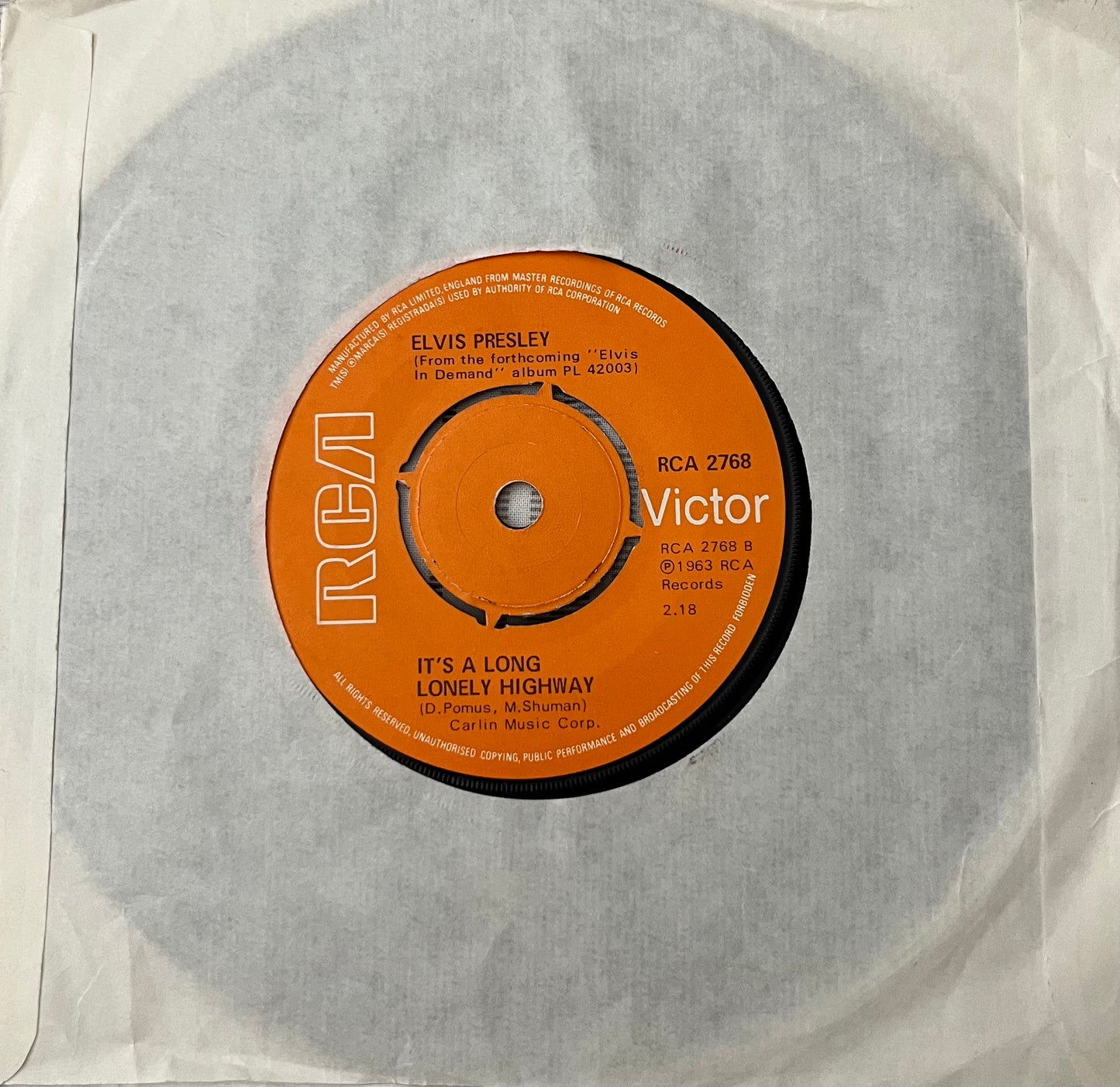 Suspicion / It's A Long Lonely Highway - Elvis Presley 7"