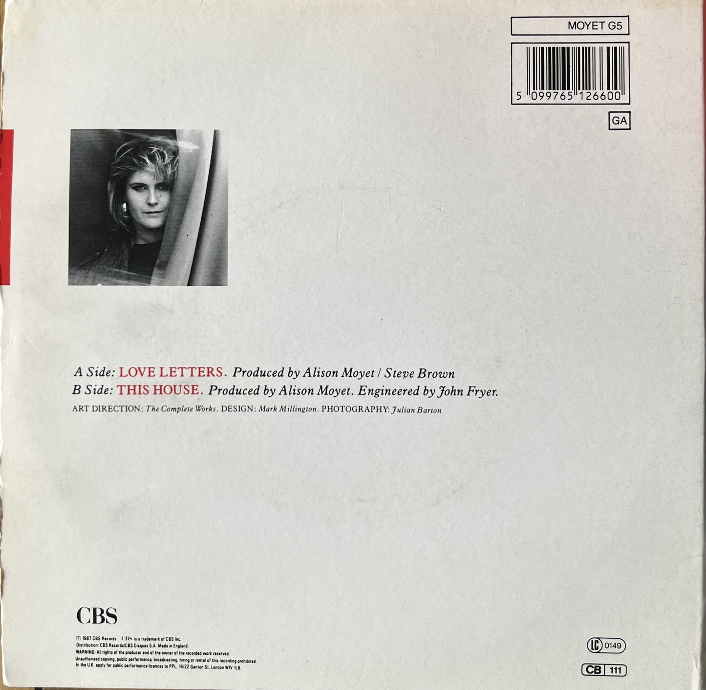 Love Letters - Alison Moyet (Limited Edition Gatefold Used 7")