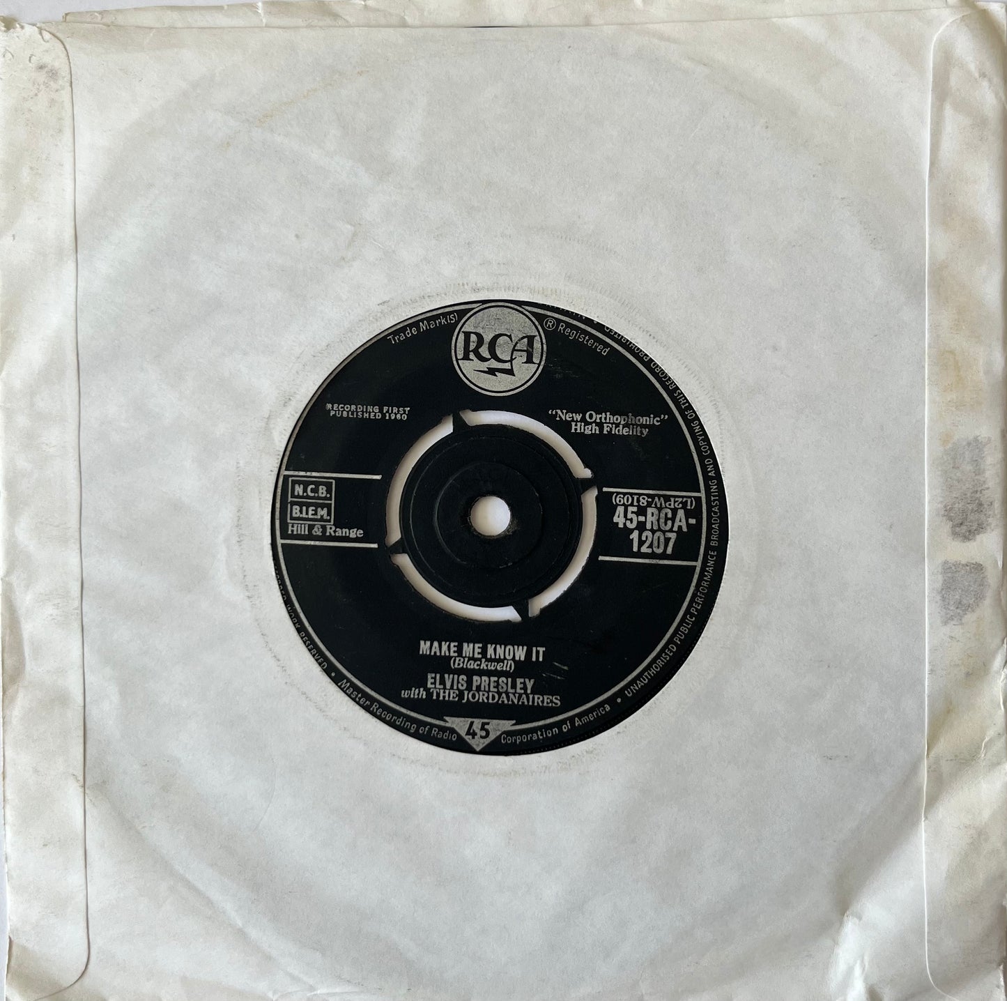 It's Now Or Never / Make Me Know It - Elvis Presley With The Jordanaires (Used 7")